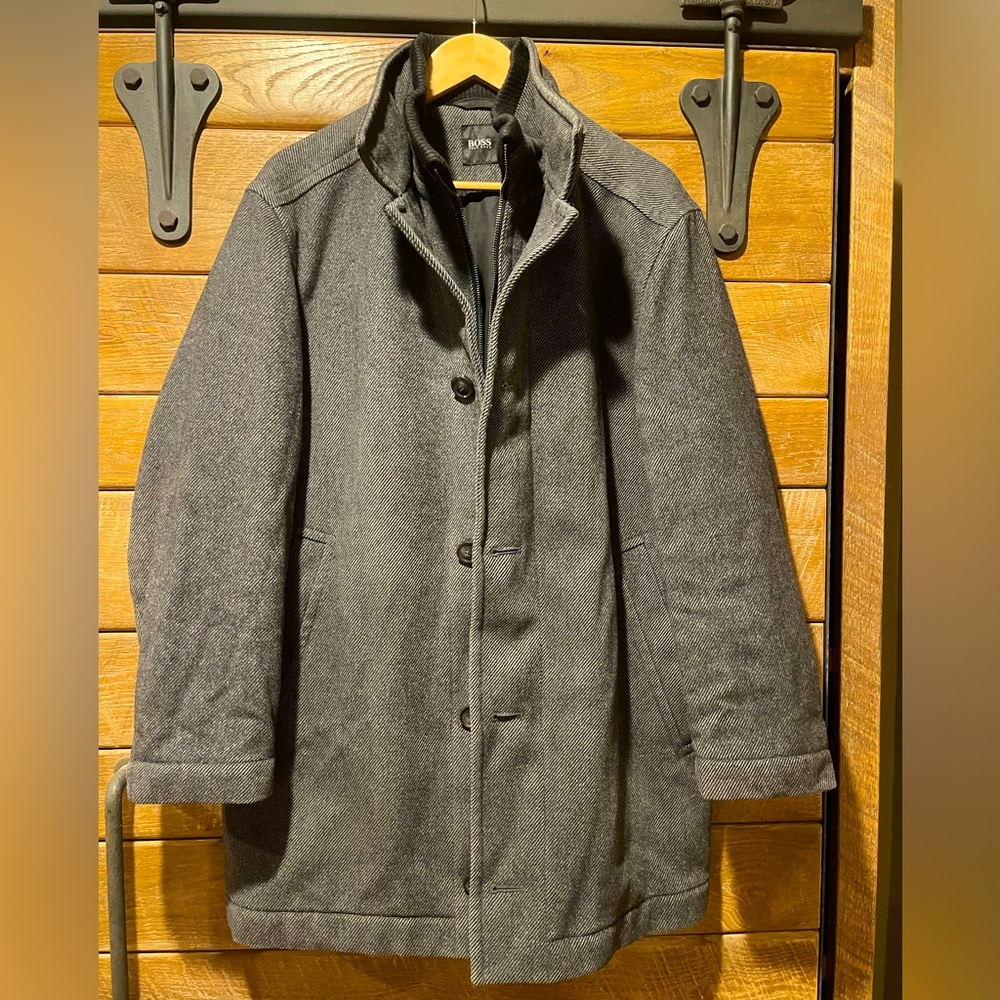 Hugo Boss dark grey wool coat size 40R (M)